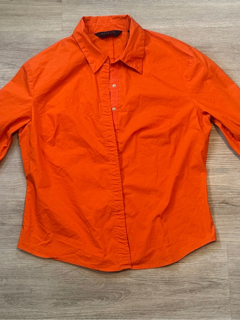 Express Men's Bright Orange Casual Button-Down Shirt